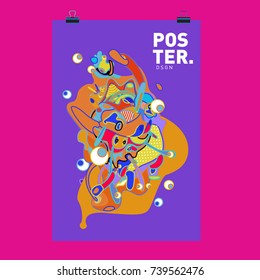 Abstract  Colorful Curvy Liquid Cover and Poster Design Template. Flat Bubble Shape Layout Design Composition and  Template.
