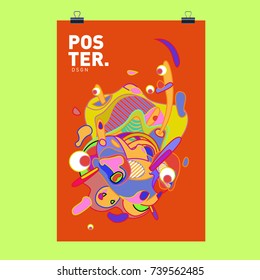 Abstract  Colorful Curvy Liquid Cover and Poster Design Template. Flat Bubble Shape Layout Design Composition and  Template.