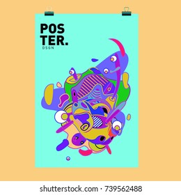 Abstract  Colorful Curvy Liquid Cover and Poster Design Template. Flat Bubble Shape Layout Design Composition and  Template.