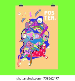 Abstract  Colorful Curvy Liquid Cover and Poster Design Template. Flat Bubble Shape Layout Design Composition and  Template.
