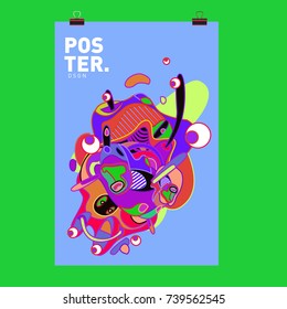 Abstract  Colorful Curvy Liquid Cover and Poster Design Template. Flat Bubble Shape Layout Design Composition and  Template.