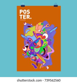 Abstract  Colorful Curvy Liquid Cover and Poster Design Template. Flat Bubble Shape Layout Design Composition and  Template.