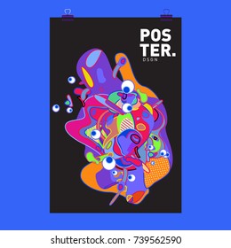 Abstract  Colorful Curvy Liquid Cover and Poster Design Template. Flat Bubble Shape Layout Design Composition and  Template.