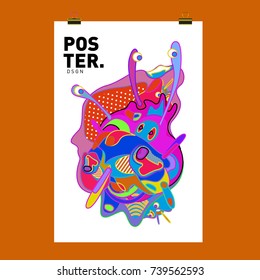 Abstract  Colorful Curvy Liquid Cover and Poster Design Template. Flat Bubble Shape Layout Design Composition and  Template.