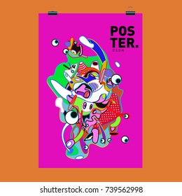Abstract  Colorful Curvy Liquid Cover and Poster Design Template. Flat Bubble Shape Layout Design Composition and  Template.