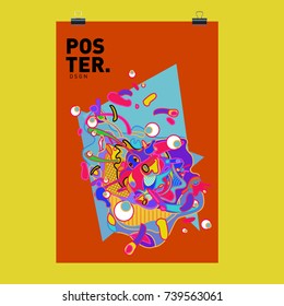 Abstract  Colorful Curvy Liquid Cover and Poster Design Template. Flat Bubble Shape Layout Design Composition and  Template.