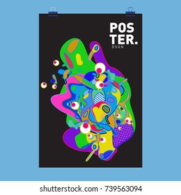 Abstract  Colorful Curvy Liquid Cover and Poster Design Template. Flat Bubble Shape Layout Design Composition and  Template.