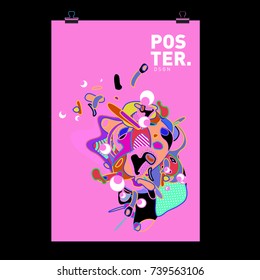 Abstract  Colorful Curvy Liquid Cover and Poster Design Template. Flat Bubble Shape Layout Design Composition and  Template.
