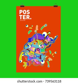 Abstract  Colorful Curvy Liquid Cover and Poster Design Template. Flat Bubble Shape Layout Design Composition and  Template.