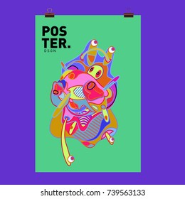 Abstract  Colorful Curvy Liquid Cover and Poster Design Template. Flat Bubble Shape Layout Design Composition and  Template.