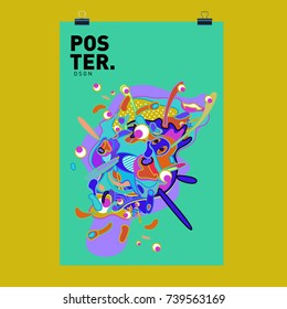 Abstract  Colorful Curvy Liquid Cover and Poster Design Template. Flat Bubble Shape Layout Design Composition and  Template.