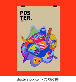 Abstract  Colorful Curvy Liquid Cover and Poster Design Template. Flat Bubble Shape Layout Design Composition and  Template.