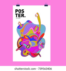 Abstract  Colorful Curvy Liquid Cover and Poster Design Template. Flat Bubble Shape Layout Design Composition and  Template.