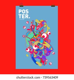 Abstract  Colorful Curvy Liquid Cover and Poster Design Template. Flat Bubble Shape Layout Design Composition and  Template.