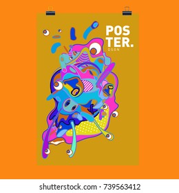 Abstract  Colorful Curvy Liquid Cover and Poster Design Template. Flat Bubble Shape Layout Design Composition and  Template.