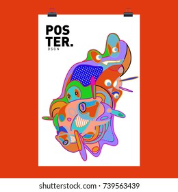 Abstract  Colorful Curvy Liquid Cover and Poster Design Template. Flat Bubble Shape Layout Design Composition and  Template.