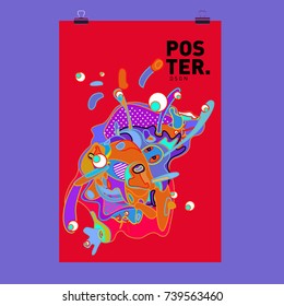 Abstract  Colorful Curvy Liquid Cover and Poster Design Template. Flat Bubble Shape Layout Design Composition and  Template.