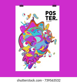 Abstract  Colorful Curvy Liquid Cover and Poster Design Template. Flat Bubble Shape Layout Design Composition and  Template.