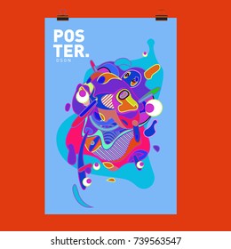 Abstract  Colorful Curvy Liquid Cover and Poster Design Template. Flat Bubble Shape Layout Design Composition and  Template.