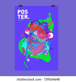 Abstract  Colorful Curvy Liquid Cover and Poster Design Template. Flat Bubble Shape Layout Design Composition and  Template.