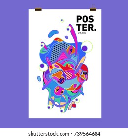 Abstract  Colorful Curvy Liquid Cover and Poster Design Template. Flat Bubble Shape Layout Design Composition and  Template.