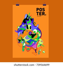 Abstract  Colorful Curvy Liquid Cover and Poster Design Template. Flat Bubble Shape Layout Design Composition and  Template.