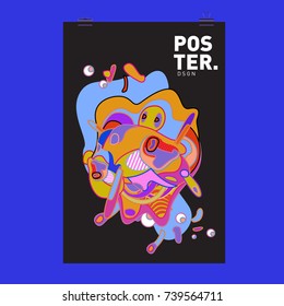 Abstract  Colorful Curvy Liquid Cover and Poster Design Template. Flat Bubble Shape Layout Design Composition and  Template.