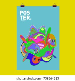 Abstract  Colorful Curvy Liquid Cover and Poster Design Template. Flat Bubble Shape Layout Design Composition and  Template.