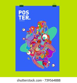 Abstract  Colorful Curvy Liquid Cover and Poster Design Template. Flat Bubble Shape Layout Design Composition and  Template.