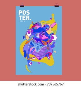 Abstract  Colorful Curvy Liquid Cover and Poster Design Template. Flat Bubble Shape Layout Design Composition and  Template.