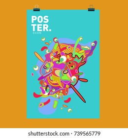 Abstract  Colorful Curvy Liquid Cover and Poster Design Template. Flat Bubble Shape Layout Design Composition and  Template.