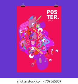 Abstract  Colorful Curvy Liquid Cover and Poster Design Template. Flat Bubble Shape Layout Design Composition and  Template.
