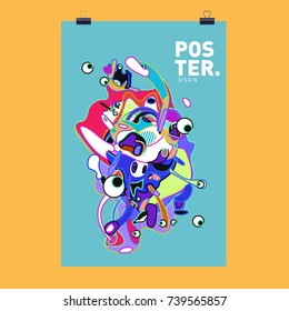 Abstract  Colorful Curvy Liquid Cover and Poster Design Template. Flat Bubble Shape Layout Design Composition and  Template.