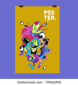 Abstract  Colorful Curvy Liquid Cover and Poster Design Template. Flat Bubble Shape Layout Design Composition and  Template.