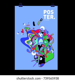 Abstract  Colorful Curvy Liquid Cover and Poster Design Template. Flat Bubble Shape Layout Design Composition and  Template.