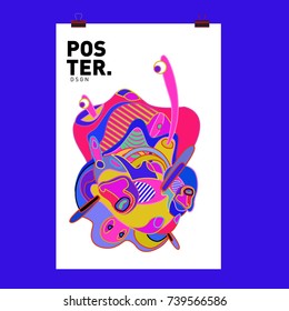 Abstract  Colorful Curvy Liquid Cover and Poster Design Template. Flat Bubble Shape Layout Design Composition and  Template.