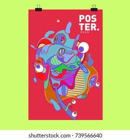 Abstract  Colorful Curvy Liquid Cover and Poster Design Template. Flat Bubble Shape Layout Design Composition and  Template.