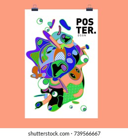 Abstract  Colorful Curvy Liquid Cover and Poster Design Template. Flat Bubble Shape Layout Design Composition and  Template.