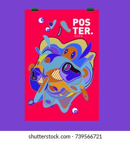 Abstract  Colorful Curvy Liquid Cover and Poster Design Template. Flat Bubble Shape Layout Design Composition and  Template.
