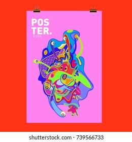 Abstract  Colorful Curvy Liquid Cover and Poster Design Template. Flat Bubble Shape Layout Design Composition and  Template.
