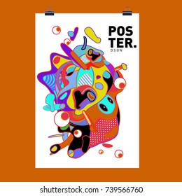 Abstract  Colorful Curvy Liquid Cover and Poster Design Template. Flat Bubble Shape Layout Design Composition and  Template.