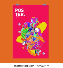 Abstract  Colorful Curvy Liquid Cover and Poster Design Template. Flat Bubble Shape Layout Design Composition and  Template.