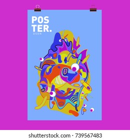 Abstract  Colorful Curvy Liquid Cover and Poster Design Template. Flat Bubble Shape Layout Design Composition and  Template.