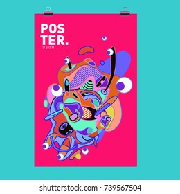 Abstract  Colorful Curvy Liquid Cover and Poster Design Template. Flat Bubble Shape Layout Design Composition and  Template.