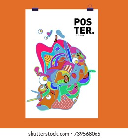Abstract  Colorful Curvy Liquid Cover and Poster Design Template. Flat Bubble Shape Layout Design Composition and  Template.