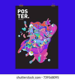 Abstract  Colorful Curvy Liquid Cover and Poster Design Template. Flat Bubble Shape Layout Design Composition and  Template.