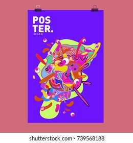 Abstract  Colorful Curvy Liquid Cover and Poster Design Template. Flat Bubble Shape Layout Design Composition and  Template.