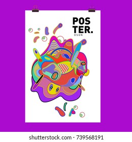 Abstract  Colorful Curvy Liquid Cover and Poster Design Template. Flat Bubble Shape Layout Design Composition and  Template.