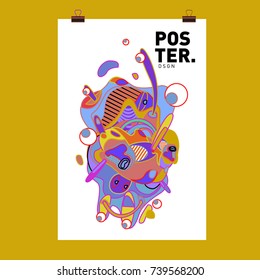 Abstract  Colorful Curvy Liquid Cover and Poster Design Template. Flat Bubble Shape Layout Design Composition and  Template.