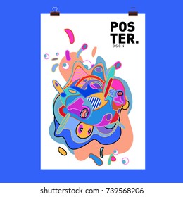 Abstract  Colorful Curvy Liquid Cover and Poster Design Template. Flat Bubble Shape Layout Design Composition and  Template.